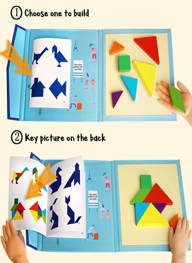Beestech Wooden Tangram Puzzle Book, Travel Games for Kids in Car, Plane or Take Out for Restaurant, Educational Learning Puzzles Toys, On The Go Toys for Kids, Boys, Girls 3,4,5,6,7,8 Years Old - Image 2